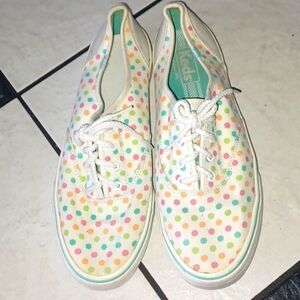 Keds polka dot, white & pastels,  8.5